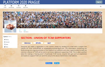 Platform 2020 Prague - Union of TCIM supporters Platform 2020 Prague - Union of TCIM supporters